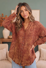 Load image into Gallery viewer, Rust & Gold Washed Button Down Gauze Shirt