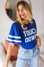 Load image into Gallery viewer, Stand Out "TOUCHDOWN" Sequin Bubble Sleeve Game Day Top in Blue