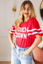 Load image into Gallery viewer, Stand Out "TOUCHDOWN" Sequin Bubble Sleeve Game Day Top in Red