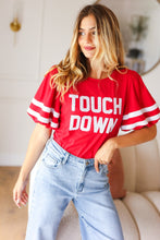 Load image into Gallery viewer, Stand Out "TOUCHDOWN" Sequin Bubble Sleeve Game Day Top in Red