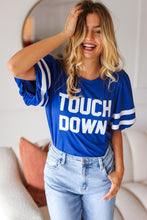 Load image into Gallery viewer, Stand Out "TOUCHDOWN" Sequin Bubble Sleeve Game Day Top in Blue