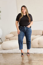 Load image into Gallery viewer, RFM "Chloe" Tummy Control High Waist Cropped Wide Leg Raw Hem Jeans in Dark Wash