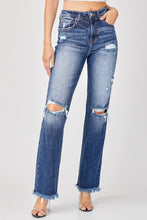 Load image into Gallery viewer, RISEN Raw Hem Distressed Straight Jeans