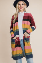 Load image into Gallery viewer, Color Block Striped Open Front Cardigan