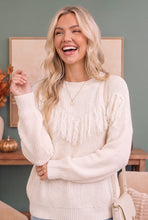 Load image into Gallery viewer, Fringe Forward Cream Knit Sweater