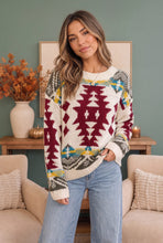 Load image into Gallery viewer, Movie Night Aztec Knit Sweater