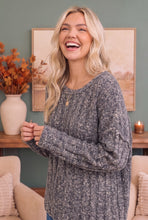 Load image into Gallery viewer, Rainy Weather Cable Knit Sweater in Heathered Purple