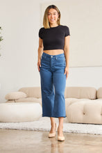 Load image into Gallery viewer, RFM "Chloe" Tummy Control High Waist Cropped Wide Leg Raw Hem Jeans in Blue Slate