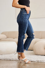 Load image into Gallery viewer, RFM "Dylan" Tummy Control Distressed High Waist Straight Leg Cropped Raw Hem Jeans