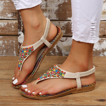 Load image into Gallery viewer, Beaded PU Leather Open Toe Sandals (2 color options)
