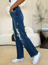 Load image into Gallery viewer, JUDY BLUE Mid Rise Distressed Raw Hem Jeans