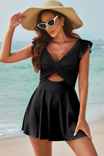 Load image into Gallery viewer, Cutout V-Neck Cap Sleeve One-Piece Swimwear  (2 color options)

