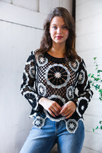 Load image into Gallery viewer, In Retro Bloom Black Crochet Lace Sweater