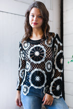 Load image into Gallery viewer, In Retro Bloom Black Crochet Lace Sweater