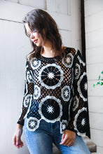 Load image into Gallery viewer, In Retro Bloom Black Crochet Lace Sweater
