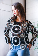 Load image into Gallery viewer, In Retro Bloom Black Crochet Lace Sweater
