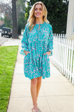 Load image into Gallery viewer, Boho Romance Mint Floral Print Front Ribbon Bow Tiered Dress