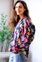 Load image into Gallery viewer, Bold and Blooming Bubble Sleeve Woven Blouse