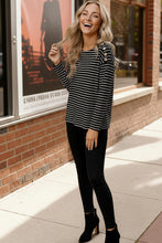 Load image into Gallery viewer, Chic & Buttoned Black and White Tee