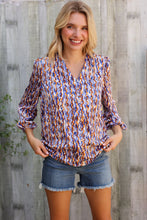 Load image into Gallery viewer, On A Wild Streak V Neck Fabric Button Detail Blouse