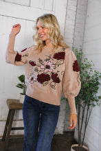 Load image into Gallery viewer, Scarlet Petals Bubble Sleeve Sweater