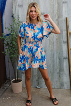 Load image into Gallery viewer, Feeling Bold Turquoise Floral Smocked Waist Flutter Sleeve Romper