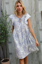 Load image into Gallery viewer, Vintage Vibes Dusty Blue Folded Ruffle Short Sleeve Babydoll Dress