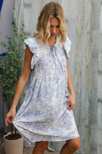 Load image into Gallery viewer, Vintage Vibes Dusty Blue Folded Ruffle Short Sleeve Babydoll Dress