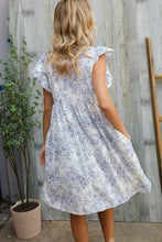 Load image into Gallery viewer, Vintage Vibes Dusty Blue Folded Ruffle Short Sleeve Babydoll Dress