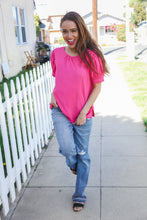 Load image into Gallery viewer, Perfectly You Silk Shirred Cap Short Sleeve Blouse in Fuchsia
