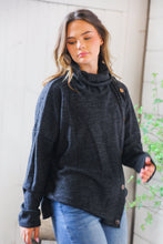 Load image into Gallery viewer, Buttoned Bliss Black Cozy Sweater