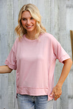 Load image into Gallery viewer, Look My Way Blush Hi-Lo French Terry Outseam Pullover