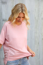 Load image into Gallery viewer, Look My Way Blush Hi-Lo French Terry Outseam Pullover