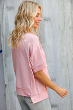 Load image into Gallery viewer, Look My Way Blush Hi-Lo French Terry Outseam Pullover