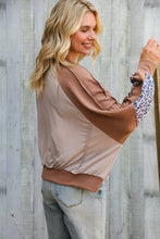 Load image into Gallery viewer, Lock Eyes Taupe & Animal Print Dolman Colorblock Terry Top