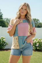 Load image into Gallery viewer, Patchwork Floral Waffle Knit Top