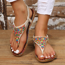 Load image into Gallery viewer, Beaded PU Leather Open Toe Sandals (2 color options)
