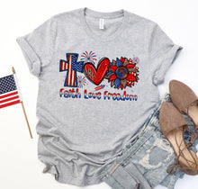 Load image into Gallery viewer, Faith Love Freedom Graphic T-Shirt