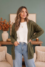 Load image into Gallery viewer, Cozy Days Open Knit Cardigan in Olive