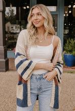 Load image into Gallery viewer, Back to School Knit Cardigan in Navy and Mauve