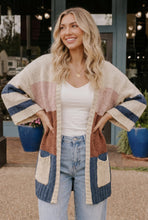 Load image into Gallery viewer, Back to School Knit Cardigan in Navy and Mauve
