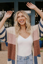 Load image into Gallery viewer, Back to School Knit Cardigan in Navy and Mauve