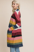Load image into Gallery viewer, Color Block Striped Open Front Cardigan