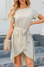 Load image into Gallery viewer, Tied Striped Cap Sleeve Dress
