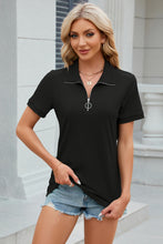 Load image into Gallery viewer, Half Zip Short Sleeve Top (multiple color options)
