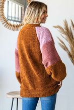 Load image into Gallery viewer, Color Block Faux Fur Raglan Sleeve Sweatshirt