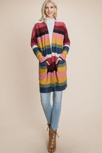 Load image into Gallery viewer, Color Block Striped Open Front Cardigan