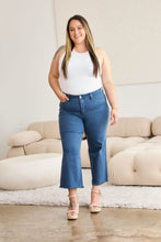 Load image into Gallery viewer, RFM "Chloe" Tummy Control High Waist Cropped Wide Leg Raw Hem Jeans in Blue Slate