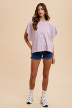 Load image into Gallery viewer, Checkered Round Neck Short Sleeve Top in Lavender