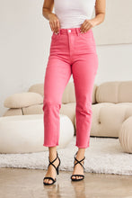 Load image into Gallery viewer, RFM "Dylan" Tummy Control High Waist Straight Leg Cropped Raw Hem Jeans in Sunkissed